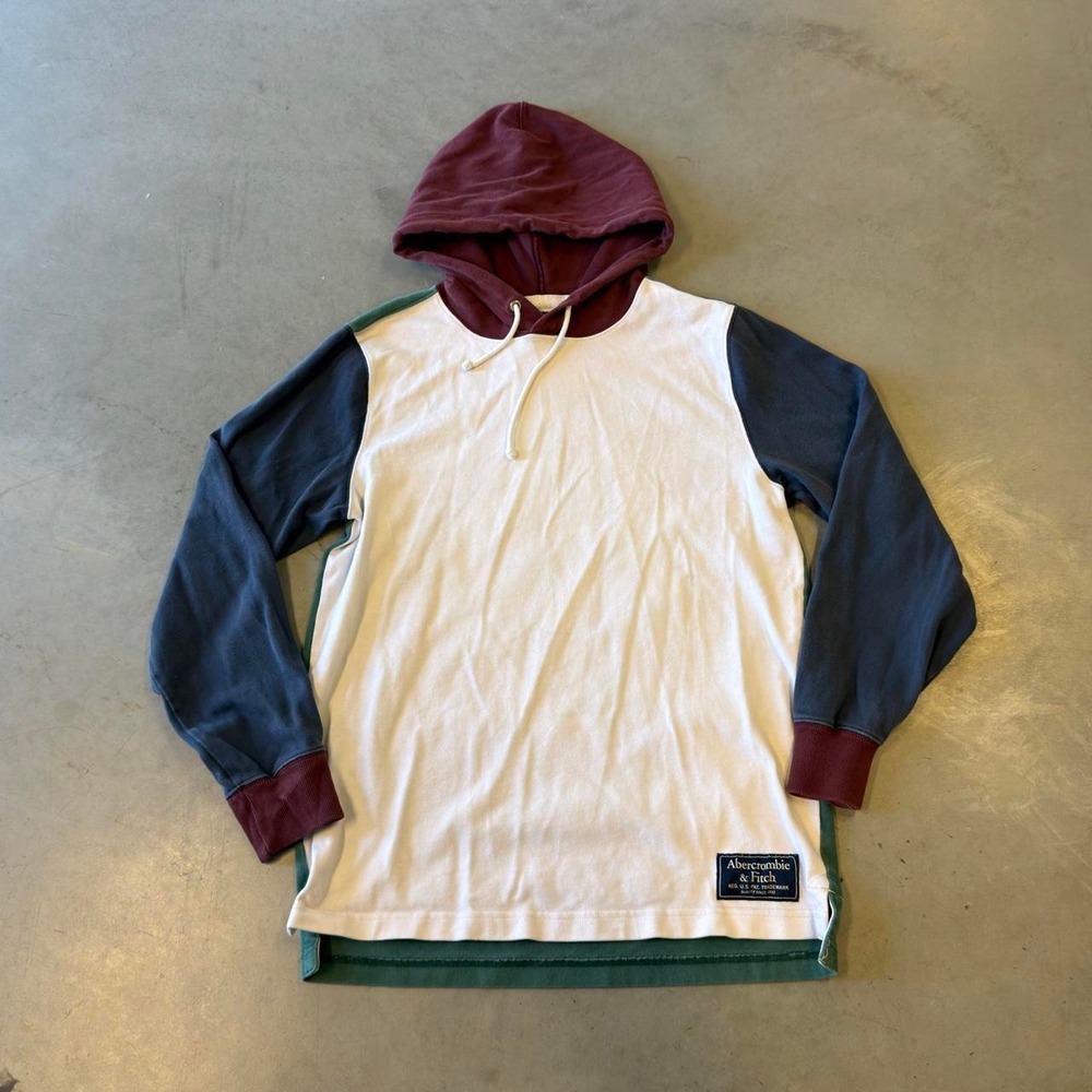 Vintage Abercrombie & fitch colorblock hooded long sleeve rugby shirt